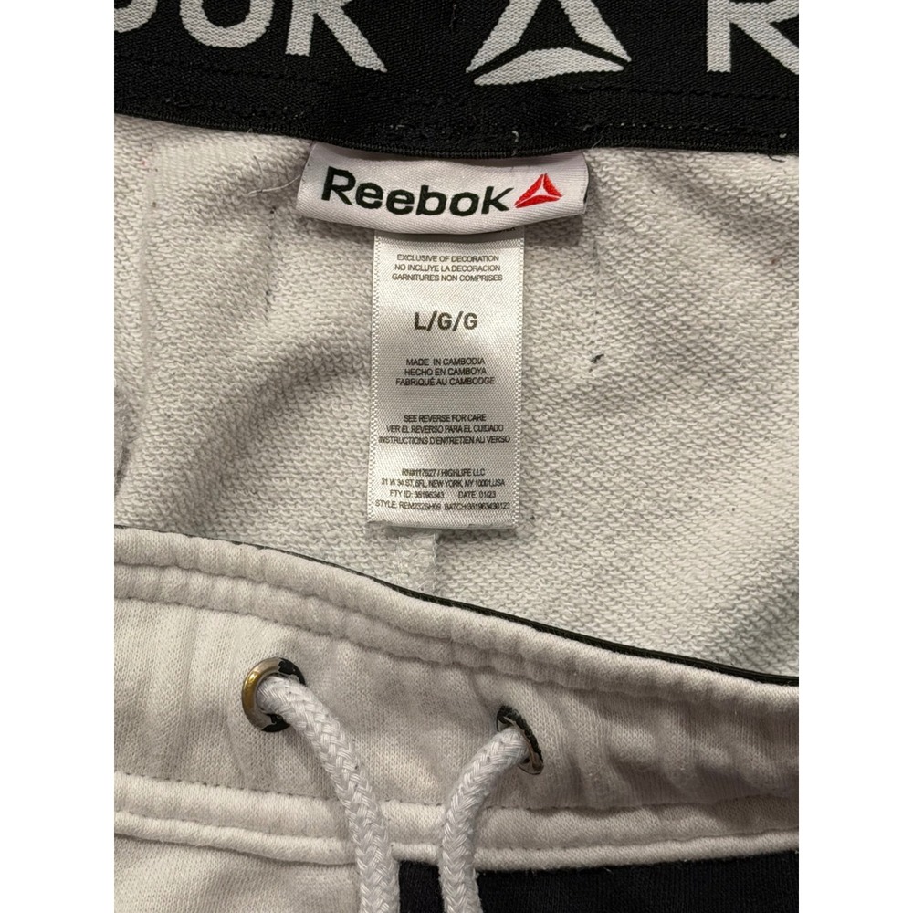 Reebok Mens Colorblock Sweat Shorts Black White Grey Large - Picture 4 of 8